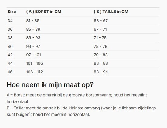 Foto: Size chart REV'IT!