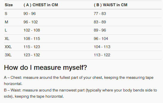 Foto: Size chart REV'IT!