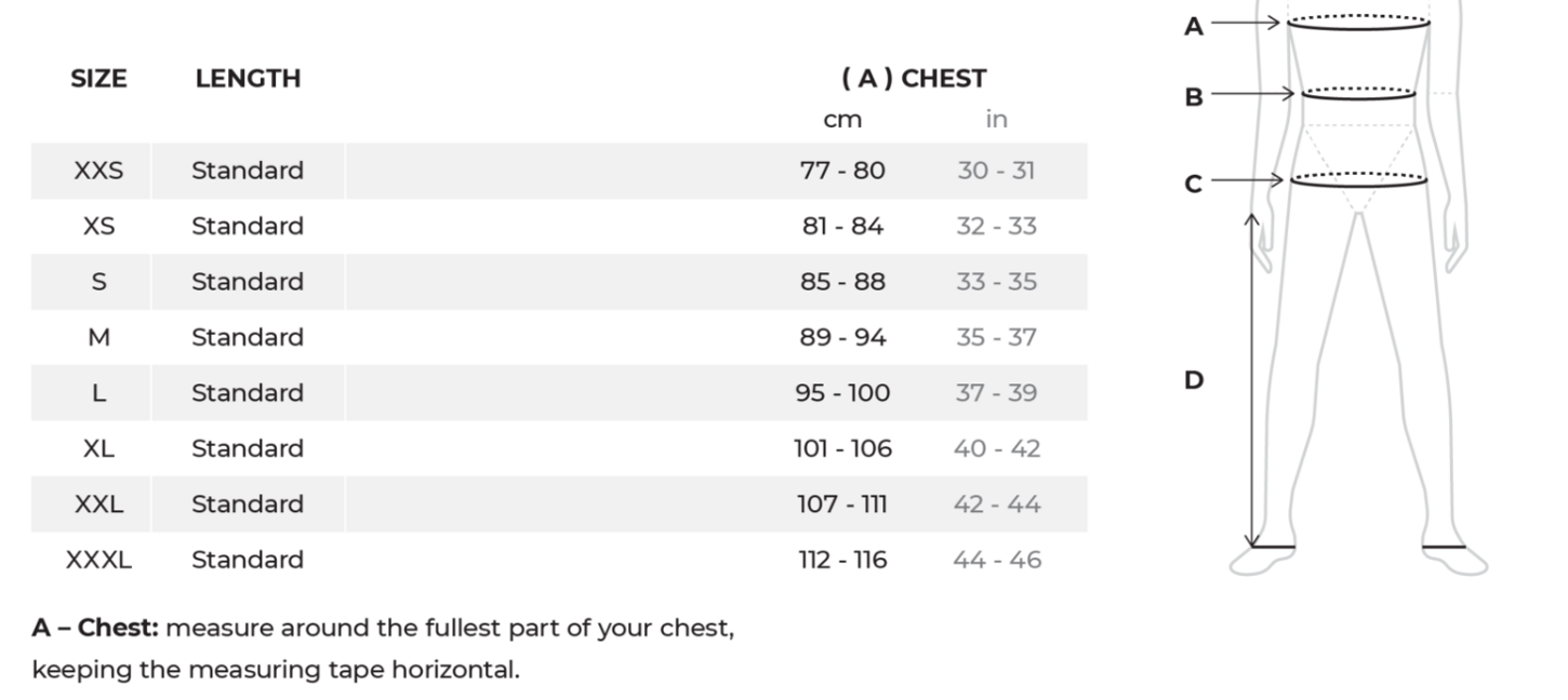 Foto: Size chart Pando Moto