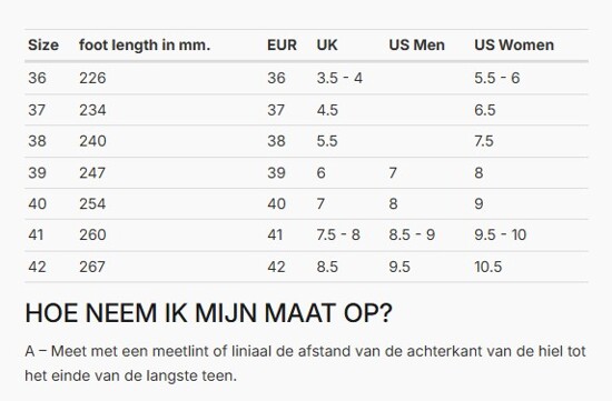 Foto: Size chart REV'IT!
