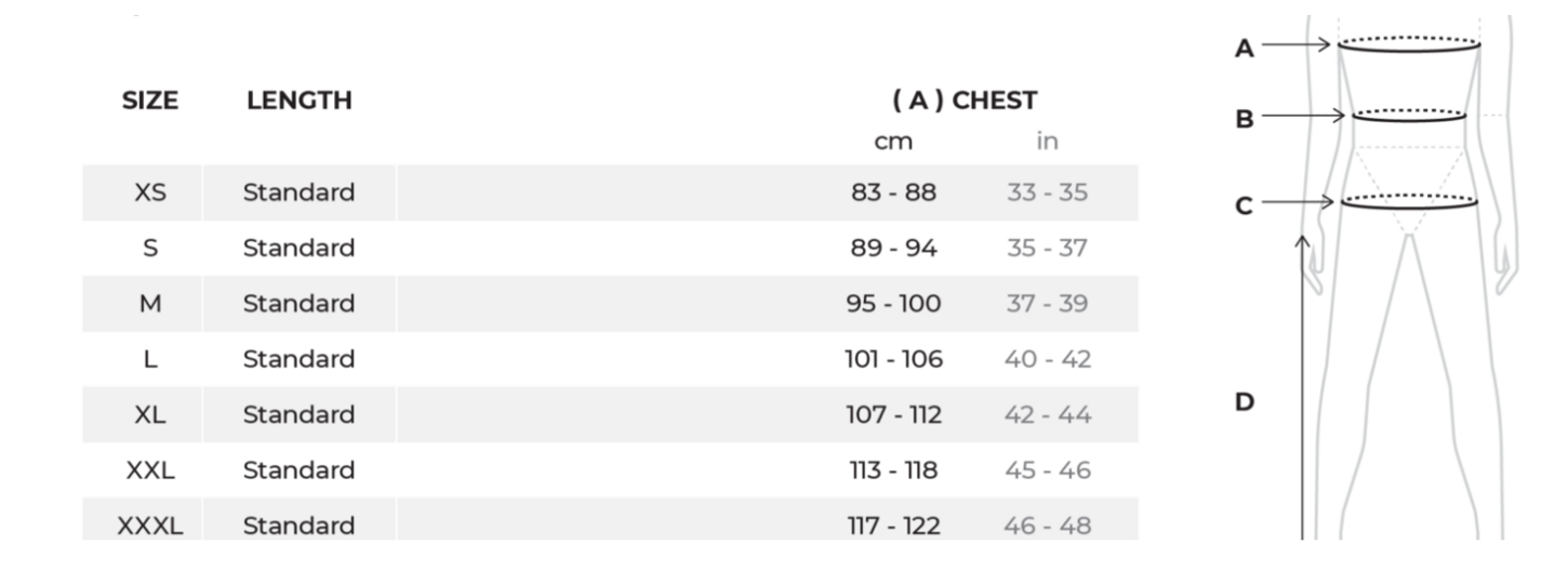 Foto: Size chart Pando Moto