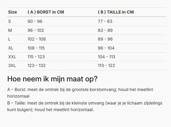 Foto: Size chart REV'IT!