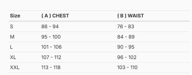 Foto: Size chart REV'IT!