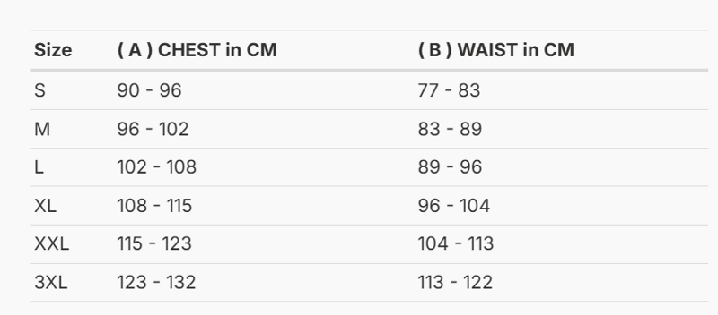 Foto: Size chart REV'IT!