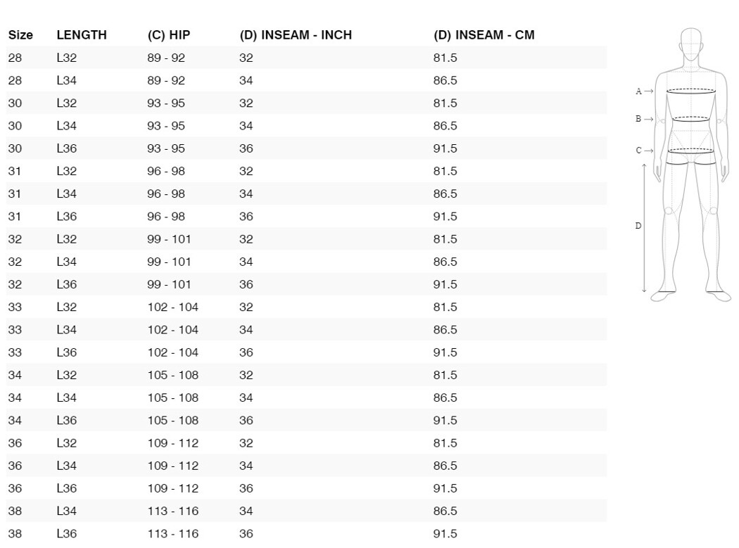 Foto: Size chart REV'IT!