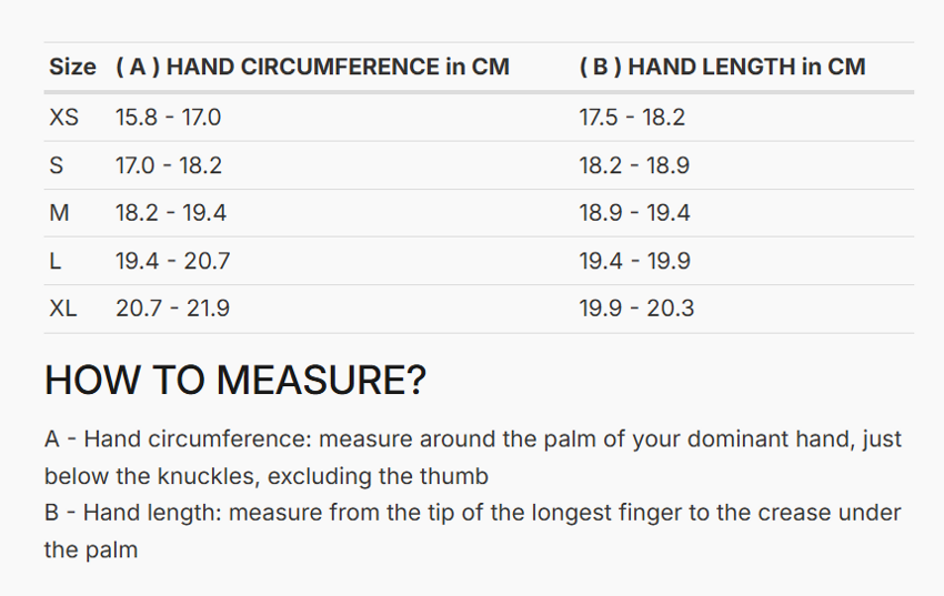 Foto: Size chart REV'IT!