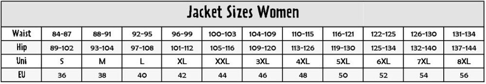 Foto: Size chart Rusty Stitches