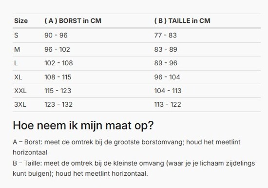 Foto: Size chart REV'IT!