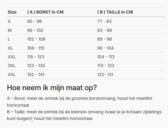 Foto: Size chart REV'IT!