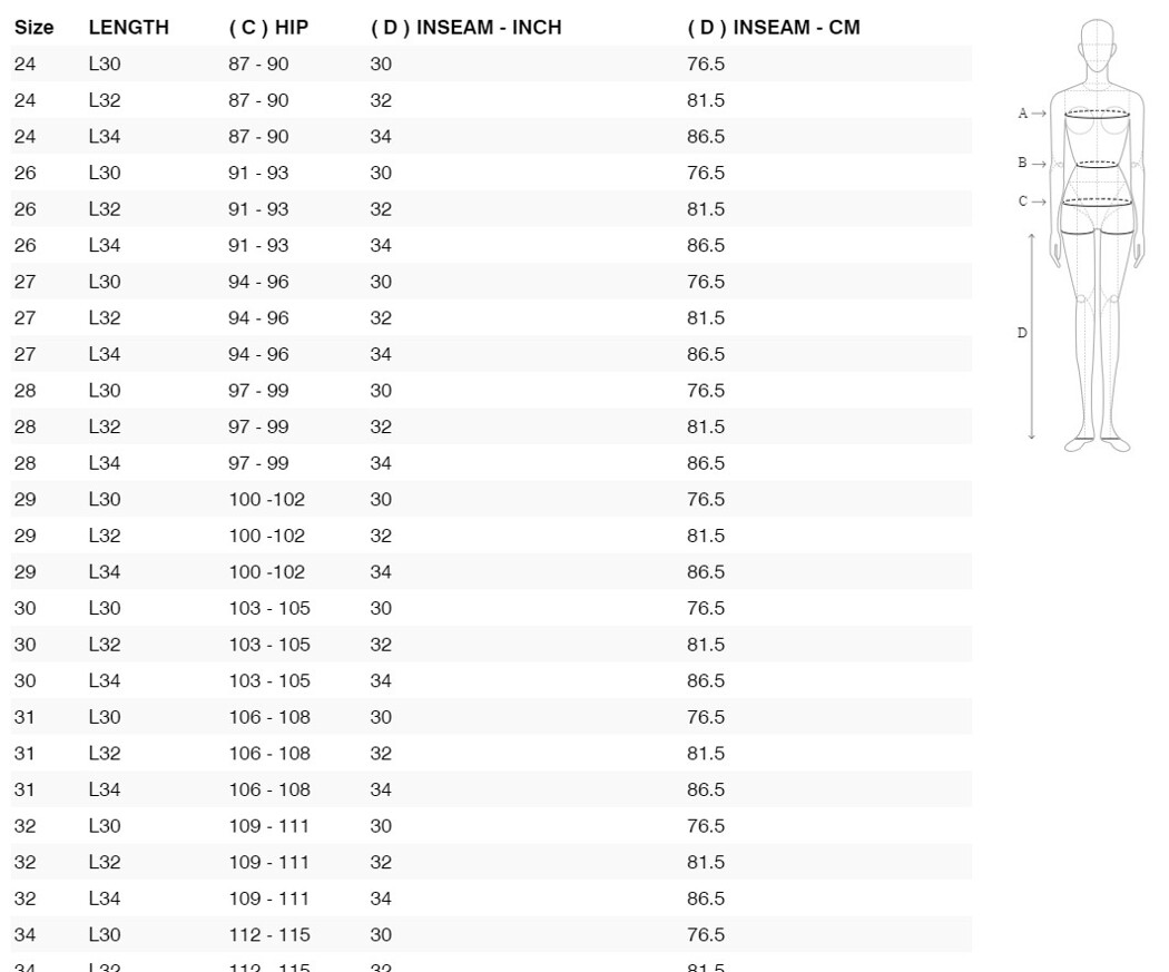 Foto: Size chart REV'IT!
