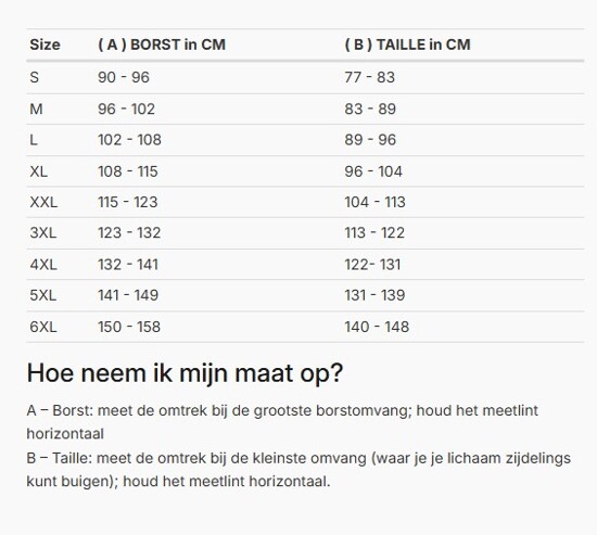 Foto: Size chart REV'IT!