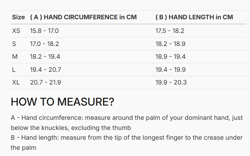 Foto: Size chart REV'IT!