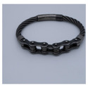 Foto: vaal zwarte geweven leren motor ketting armband SK - thumbnail